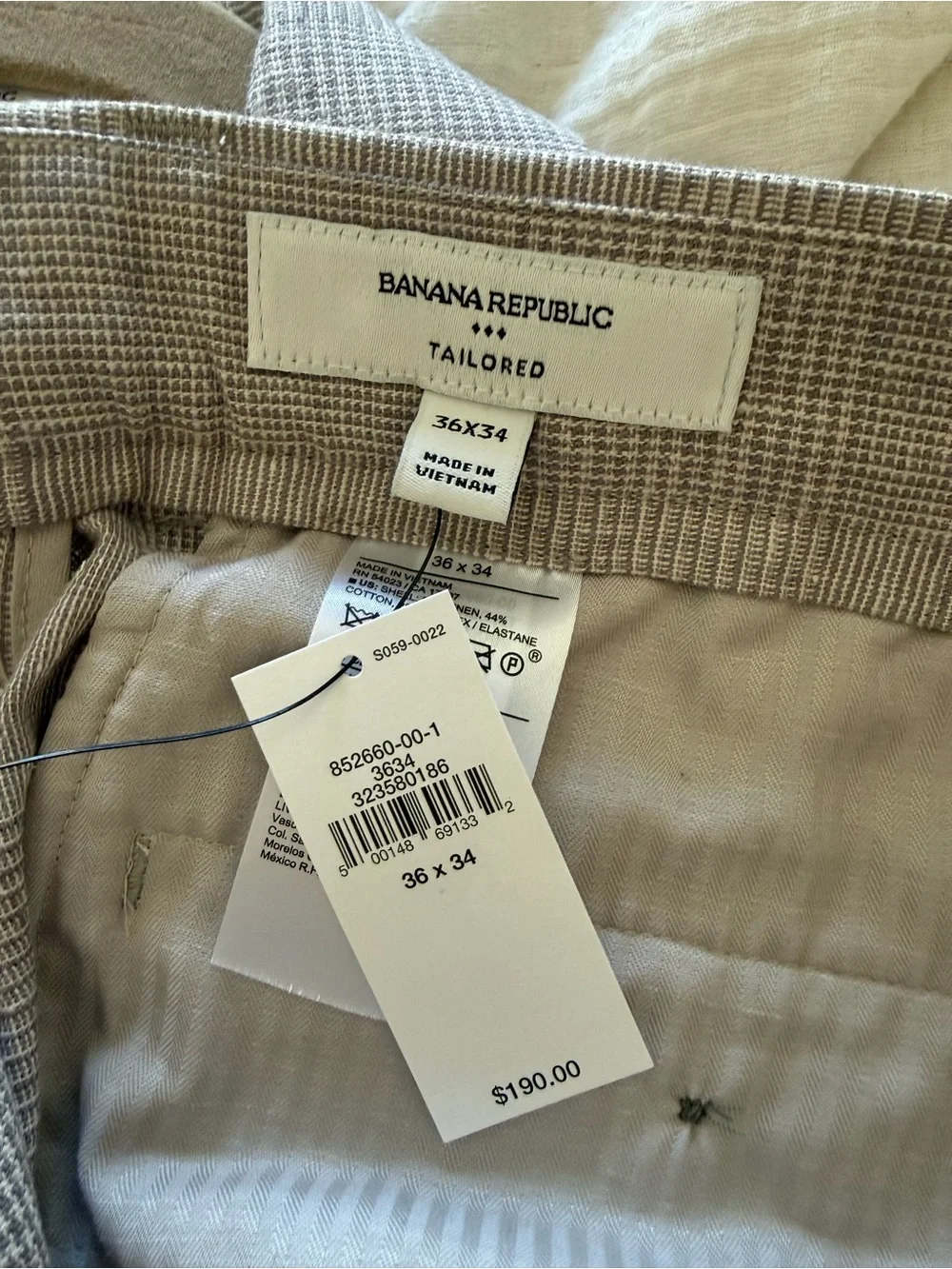 Banana Republic Glen Plaid Linen Blend Suit 42L 36x34